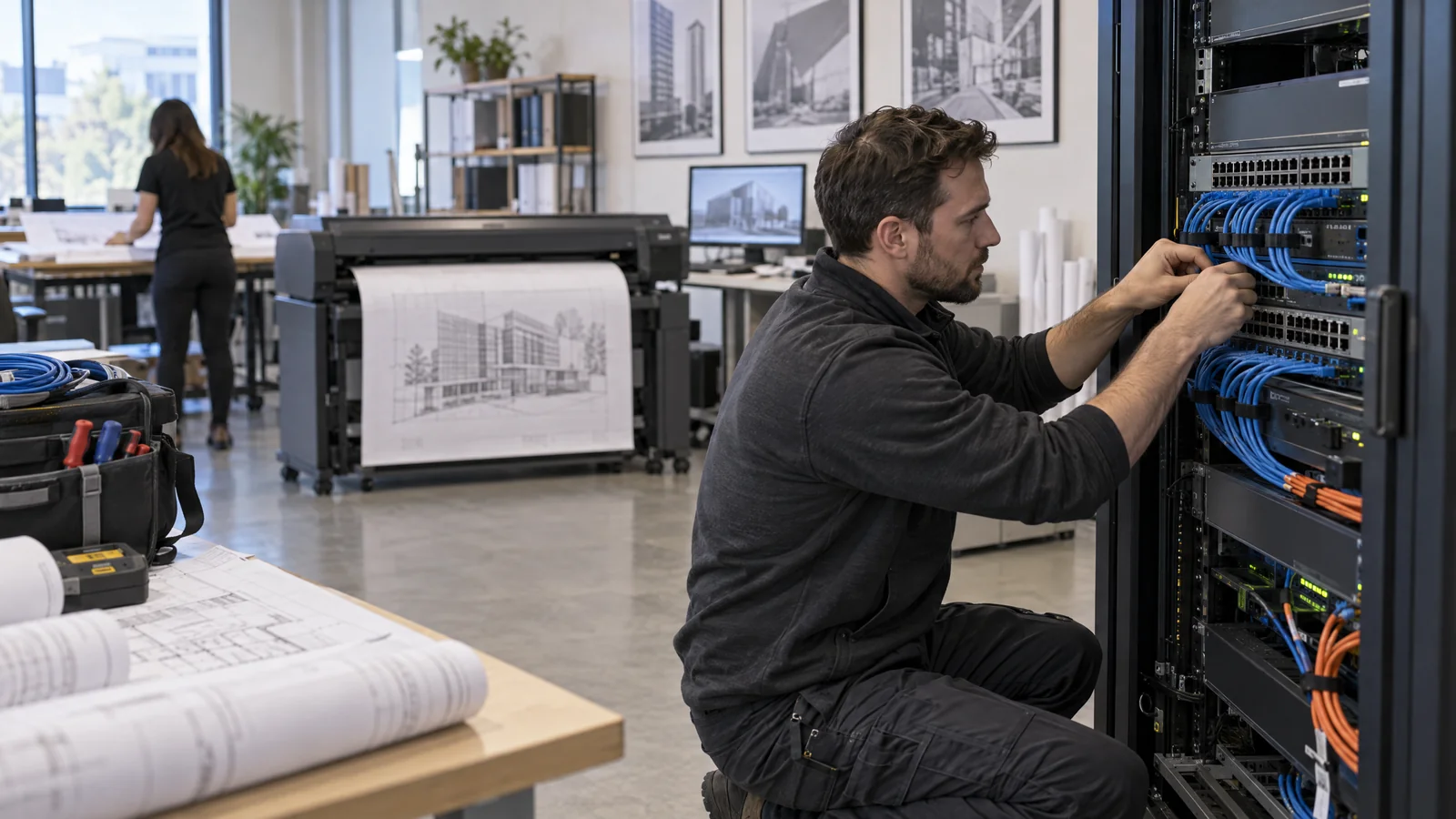 Illustrative On-Site IT Support for Architecture & Engineering Studios workplace